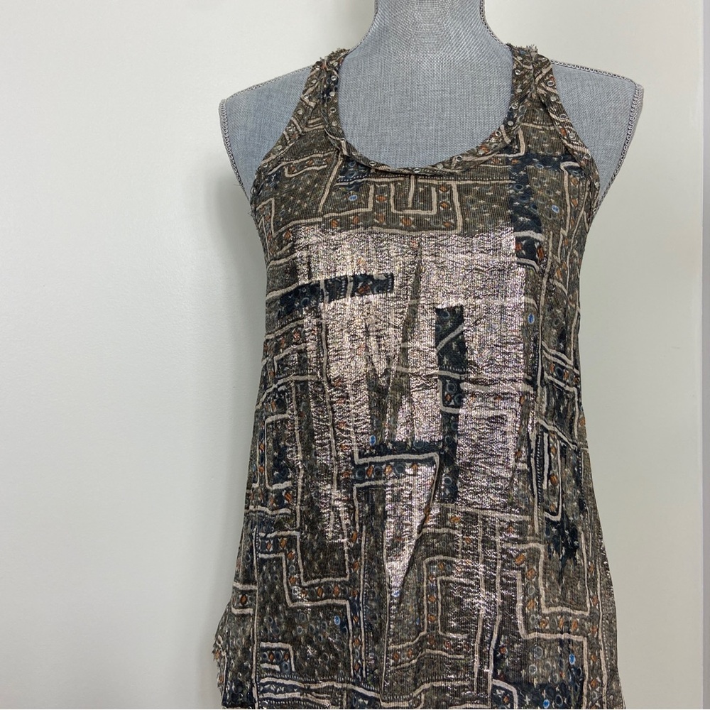Isabel Marant Metallic Racer Back Tank Top. Rockstar Chic Vibes. Summer Top - Picture 3 of 12